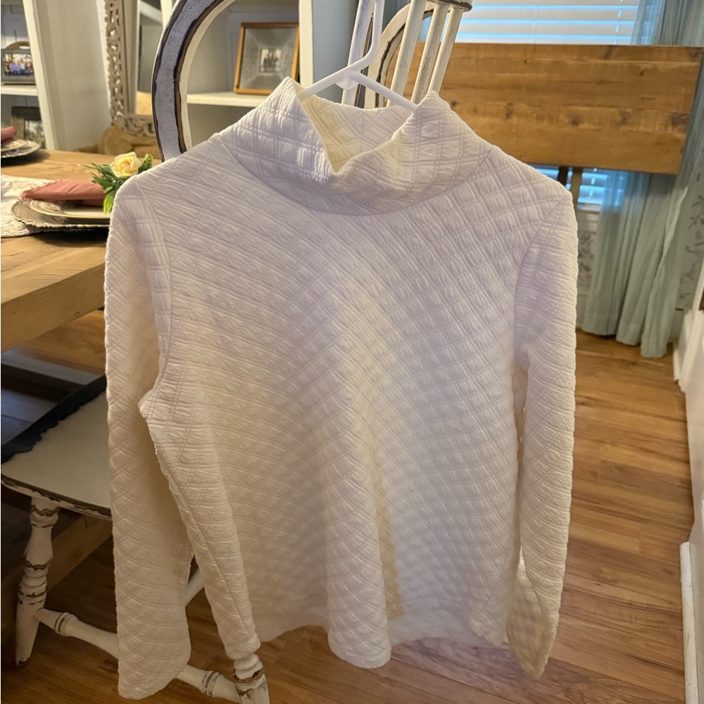 J. Crew Quilted Cream Turtleneck